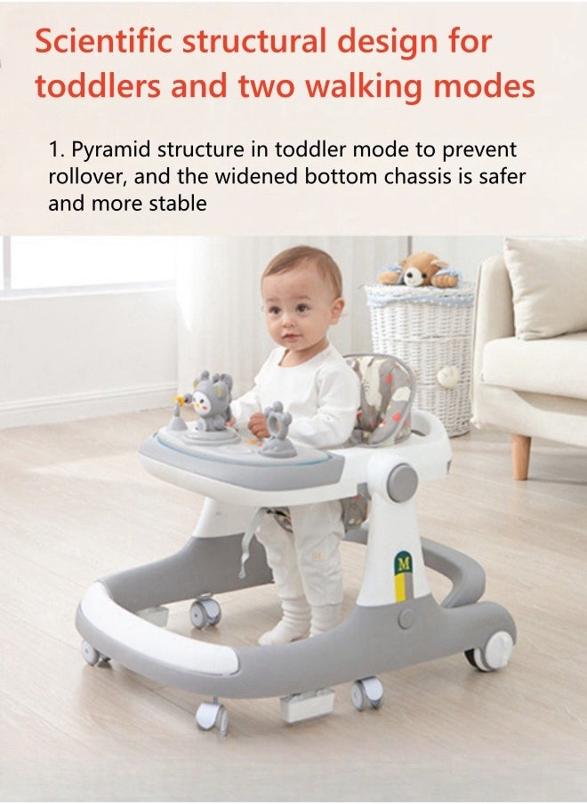 Baby Walker - عربة أطفال متعددة الوظائف اثنين في واحد، مشاية أطفال مضادة للساق - أخضر وأبيض - Image 1