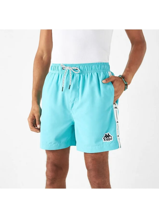 Kappa Kappa Logo Detail Swim Shorts with Drawstring Closure and Pockets