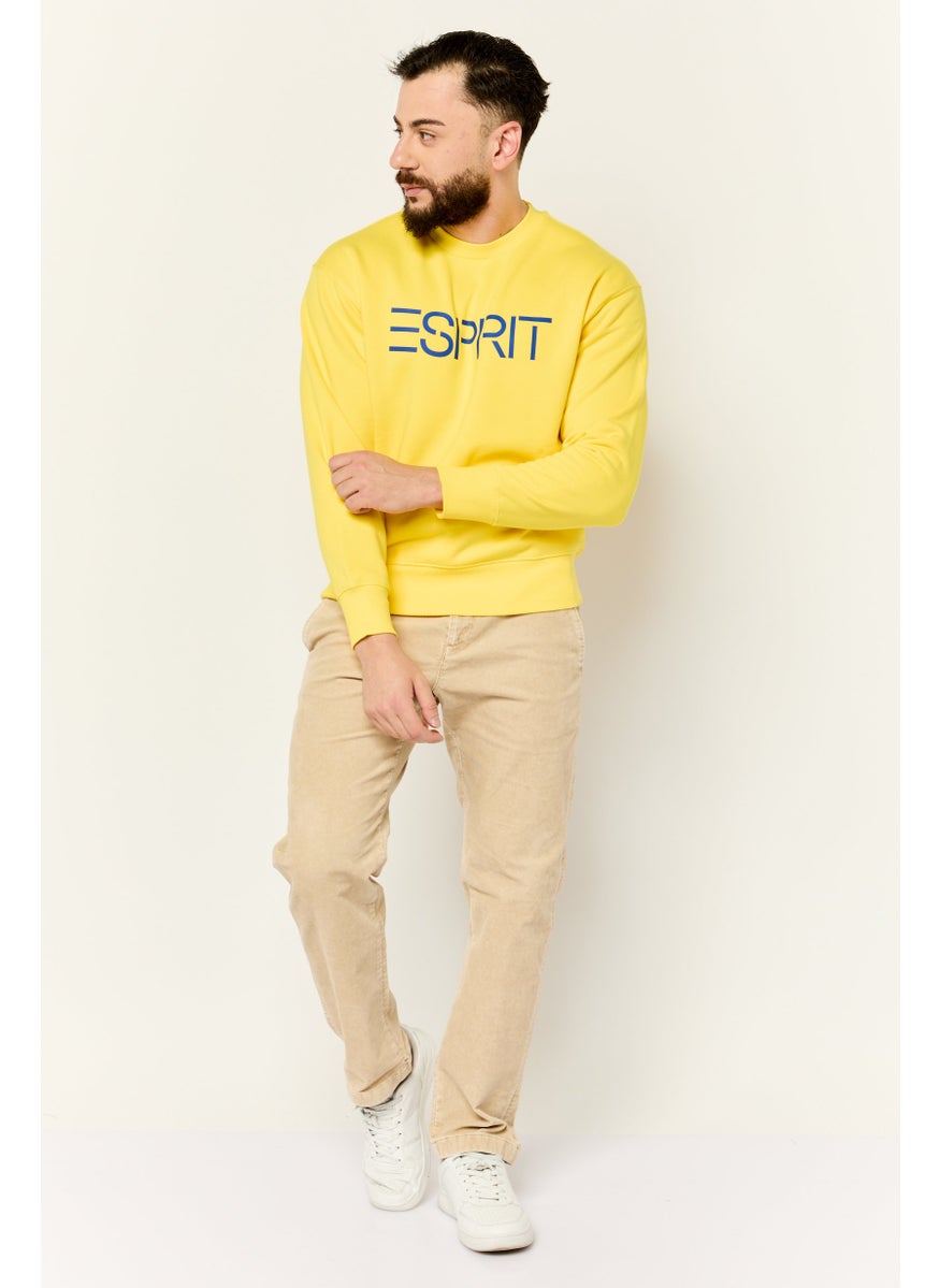 ESPRIT - Men Crew Neck Brand Logo Long Sleeves Sweatshirt, Yellow - Image 1