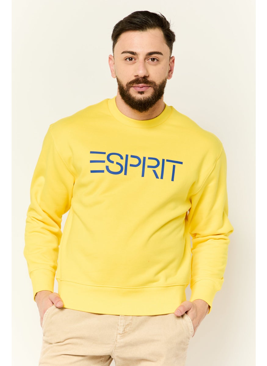 ESPRIT - Men Crew Neck Brand Logo Long Sleeves Sweatshirt, Yellow - Image 1