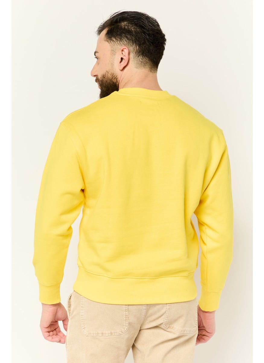 ESPRIT - Men Crew Neck Brand Logo Long Sleeves Sweatshirt, Yellow - Image 1