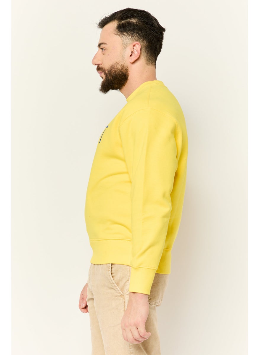 ESPRIT - Men Crew Neck Brand Logo Long Sleeves Sweatshirt, Yellow - Image 1