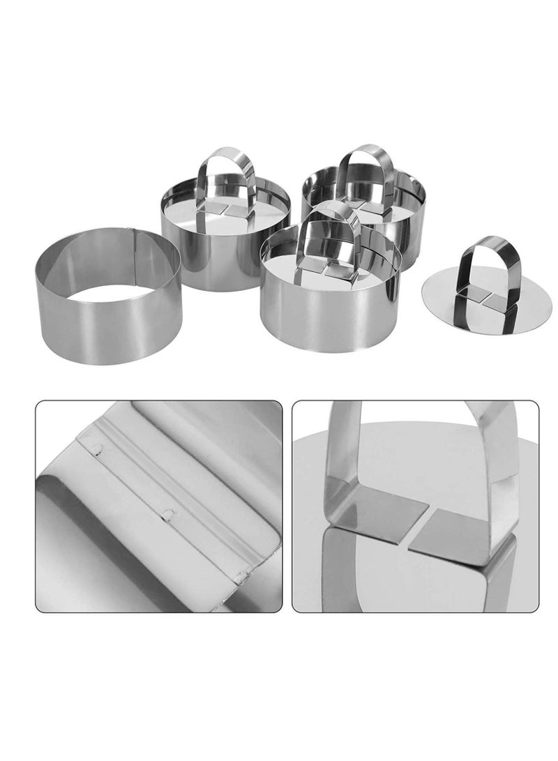 KASTWAVE Set of 4 Mousse Stainless Steel Cake Rings, 3 Inch Round Cooking Rings Set with Pusher Mousse Ring Pastry Mousse Cake Mold for Baking Cooking Crumpets Eggs Desserts  - Image 3