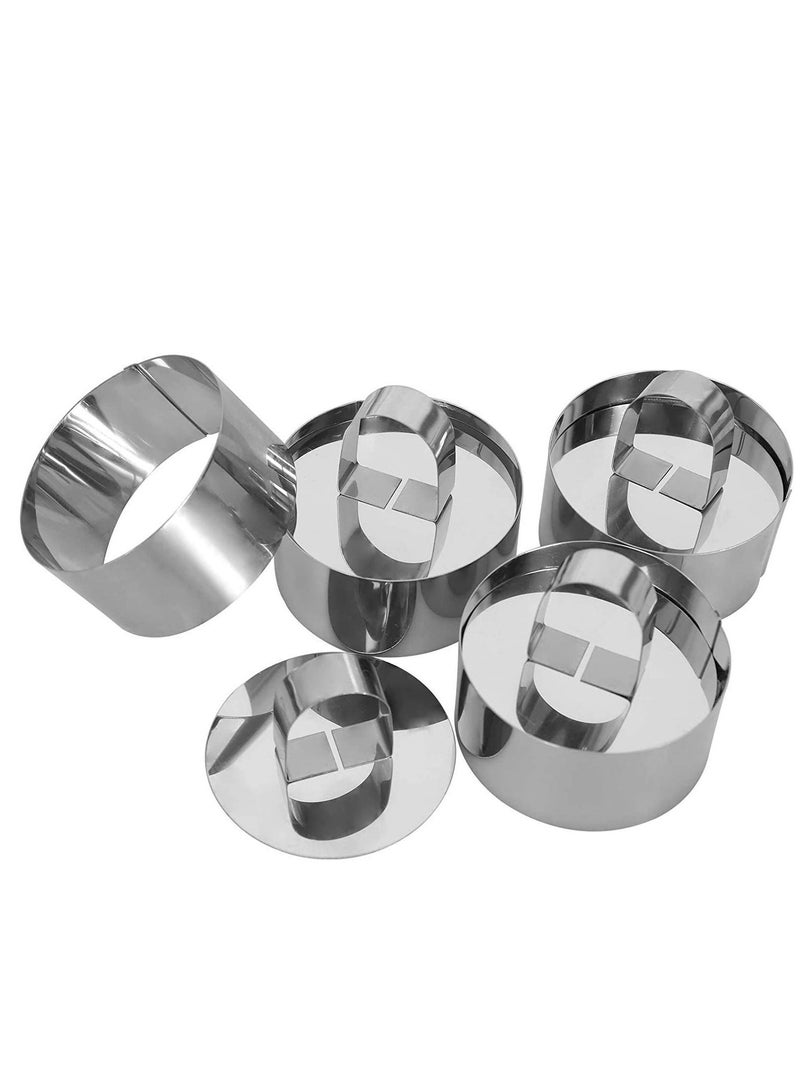 Set of 4 Mousse Stainless Steel Cake Rings, 3 Inch Round Cooking Rings Set with Pusher Mousse Ring Pastry Mousse Cake Mold for Baking Cooking Crumpets Eggs Desserts