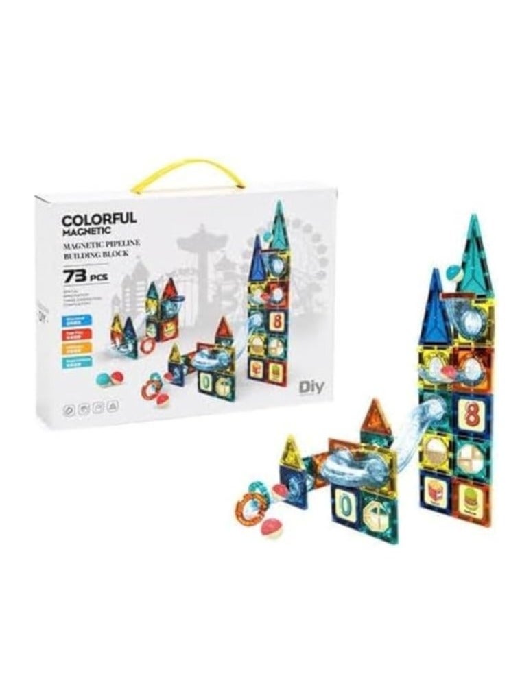 Magnetic Tiles Building Set 73Pcs Magnetic Tiles For Kids Magnetic Toys Toddlers Educational Blocks For Boys Girls Age 3+ Christmas Gifts  - Image 1