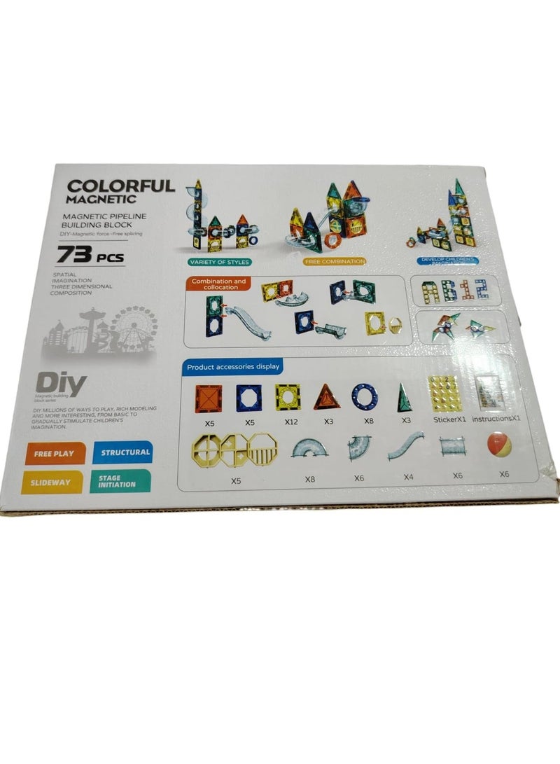 Magnetic Tiles Building Set 73Pcs Magnetic Tiles For Kids Magnetic Toys Toddlers Educational Blocks For Boys Girls Age 3+ Christmas Gifts  - Image 2