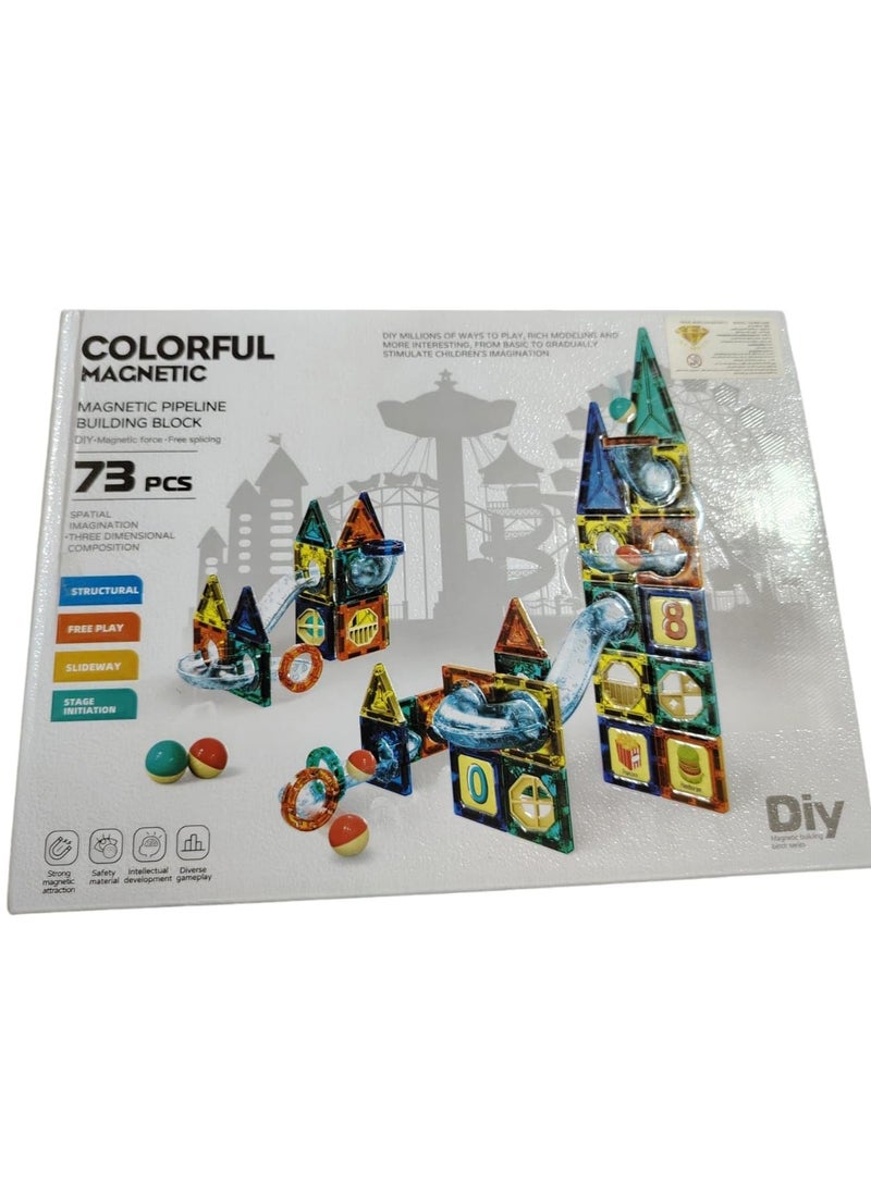 Magnetic Tiles Building Set 73Pcs Magnetic Tiles For Kids Magnetic Toys Toddlers Educational Blocks For Boys Girls Age 3+ Christmas Gifts  - Image 3
