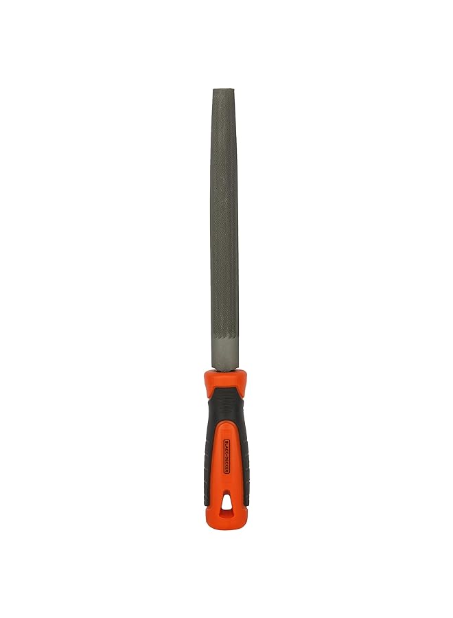 BLACK+DECKER 200Mm 2Nd Cut Bimaterial Steel Half Round File Orange/Black Bdht22146 - Image 1