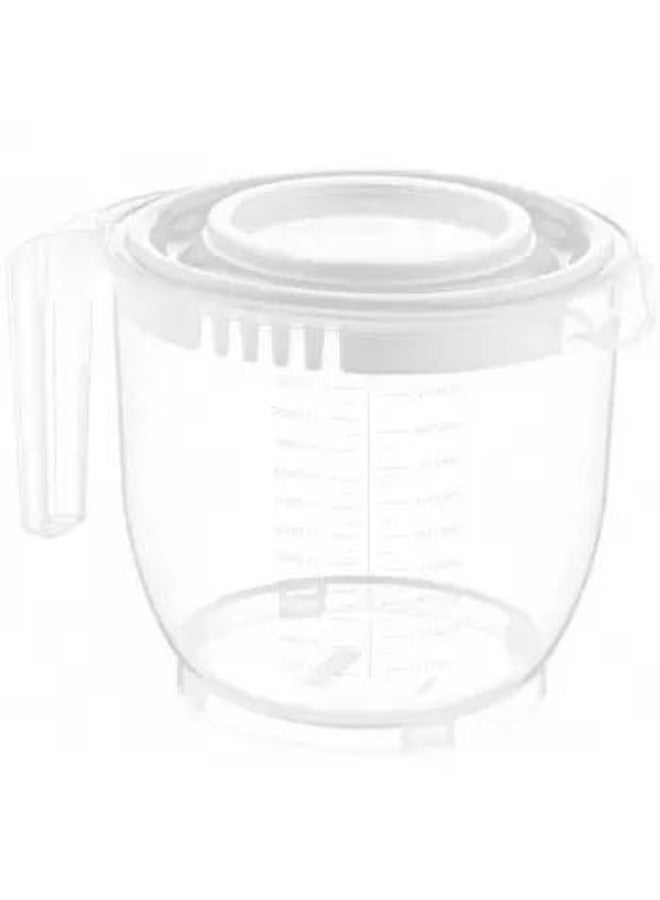 Dunya Plastik Dunia White Mixer Jar with Lid - Measurement Levels - Volume 2200 ML - BPA-Free - Image 4
