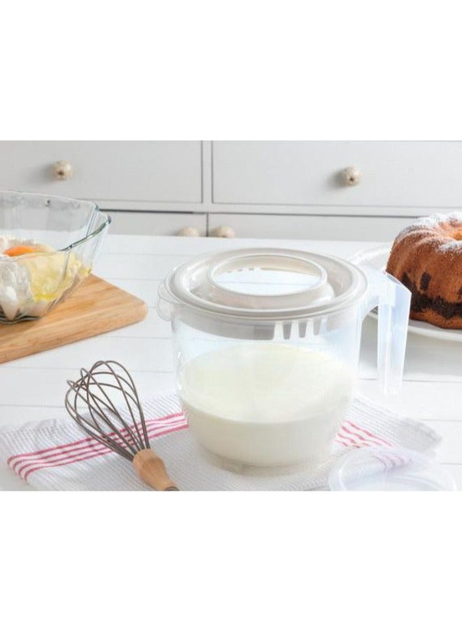 Dunya Plastik Dunia White Mixer Jar with Lid - Measurement Levels - Volume 2200 ML - BPA-Free - Image 1