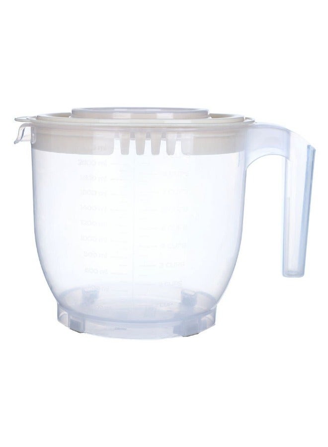 Dunya Plastik Dunia White Mixer Jar with Lid - Measurement Levels - Volume 2200 ML - BPA-Free - Image 2