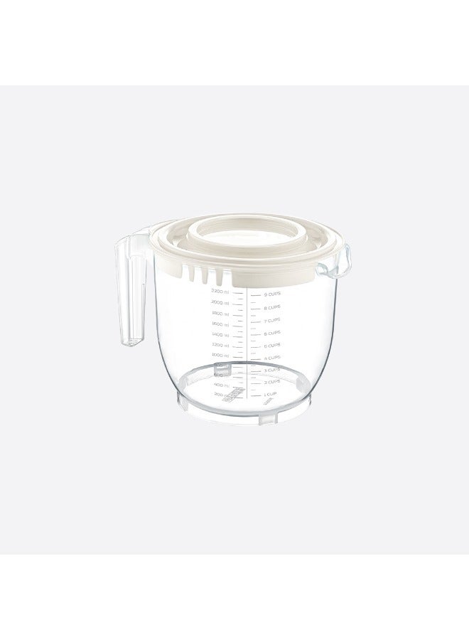 Dunya Plastik Dunia White Mixer Jar with Lid - Measurement Levels - Volume 2200 ML - BPA-Free - Image 3