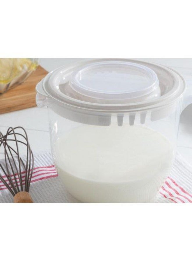 Dunya Plastik Dunia White Mixer Jar with Lid - Measurement Levels - Volume 2200 ML - BPA-Free - Image 5