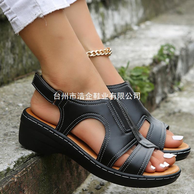Wish Rome Fashion Retro Women'S Sandals Car Line Light Soft Bottom Wedge Comfortable Sandals - Image 2