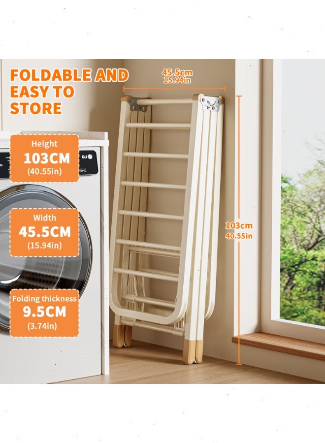 Topyich Foldable Clothes Drying Stand, 3-Tier Adjustable Clothes Drying Rack, Movable Carbon Steel Drying Rack for Indoor & Outdoor Use (Milky white, 160cm) - Image 4