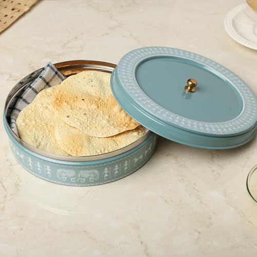 dudki Stainless Steel Multipurpose Roti Box Container |Ideal for Chapati, Paratha, Puri,Dry Food, Snacks & Fruits Dabba | Airtight Storage Containers With Lid (Moss Green) - Image 4