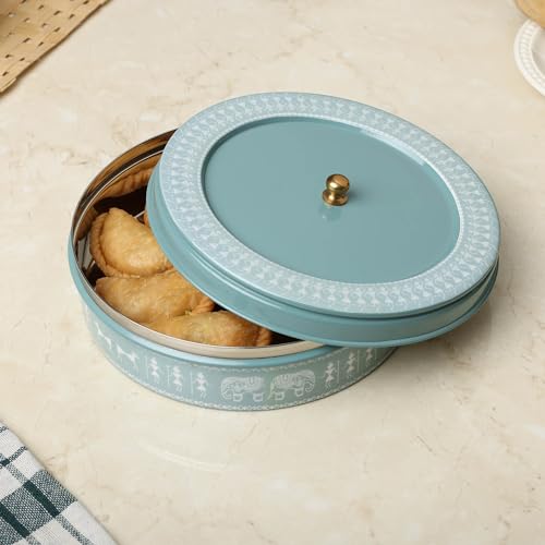 dudki Stainless Steel Multipurpose Roti Box Container |Ideal for Chapati, Paratha, Puri,Dry Food, Snacks & Fruits Dabba | Airtight Storage Containers With Lid (Moss Green) - Image 3