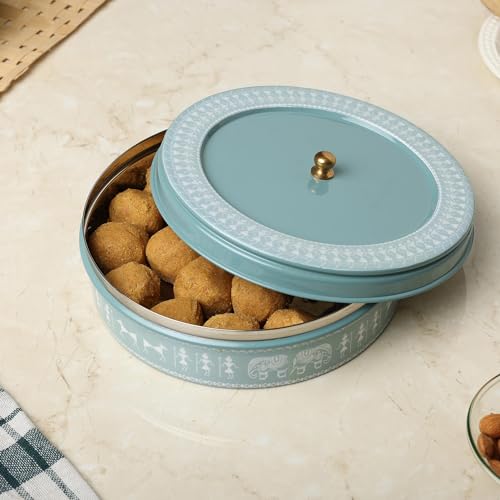 dudki Stainless Steel Multipurpose Roti Box Container |Ideal for Chapati, Paratha, Puri,Dry Food, Snacks & Fruits Dabba | Airtight Storage Containers With Lid (Moss Green) - Image 2
