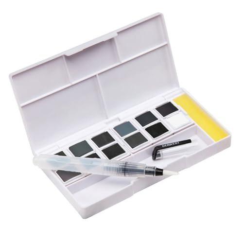 Derwent Tinted Charcoal Paint Pan Set, 12 Paints, Professional Quality, Water Soluble, Blendable, Portable, Includes Palettes, Mini Waterbrush & Cleaning Sponge (2305872) - Image 3