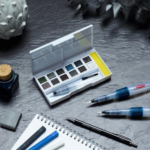 Derwent Tinted Charcoal Paint Pan Set, 12 Paints, Professional Quality, Water Soluble, Blendable, Portable, Includes Palettes, Mini Waterbrush & Cleaning Sponge (2305872) - Image 4