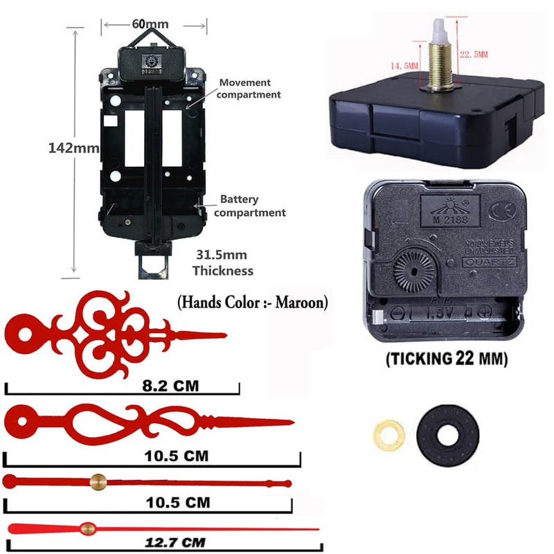 YOPY � TIK-TIK Pendulum Type Quartz Clock Moviment Mechanism 22 MM Ticking Motor DIY Kit Maroon 1 - Image 2