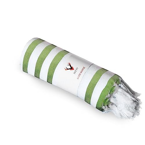 PATVY Bath Towels| Light Weight Turkish Style Stripe Bath Towels For Men Large Size Cotton|70 X 150Cm Quick Absorption &Faster Drying Bath Towel For Women| 100% Cotton (Pack Of 1, Green), 140 TC - Image 1