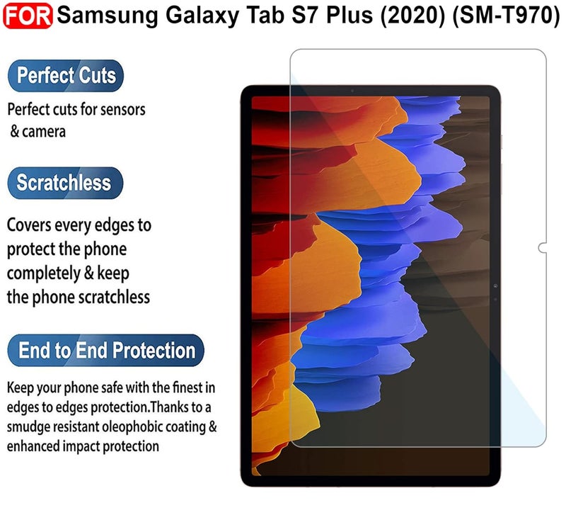 Cedo Samsung Tab S7 +Plus/ S8 +Plus (12.4 inch) Tempered Glass | Screen Protector Clear Tempered Glass for Samsung Galaxy Tab S7 +Plus/ S8 +Plus (12.4 inch) - SM-T970/T976B - Image 3