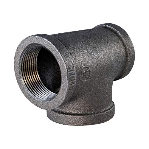 SUPPLYGIANT Everflow Supplies BMRT1223 Black Malleable Reducing Tee Fitting with Female Threaded Connections, 1-1/2" x 1-1/4" x 1-1/2" - Image 1