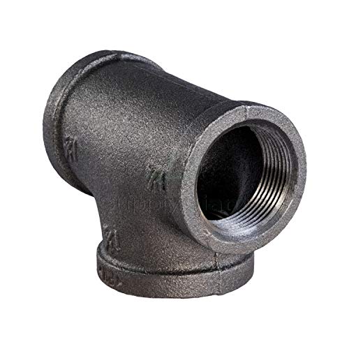 SUPPLYGIANT Everflow Supplies BMRT1223 Black Malleable Reducing Tee Fitting with Female Threaded Connections, 1-1/2" x 1-1/4" x 1-1/2" - Image 2