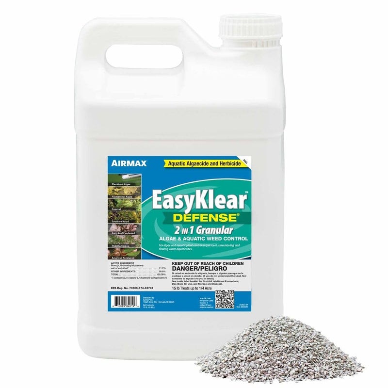 Airmax EasyKlear Pond & Lake Algae & Weed Vegetation Control, 2-in-1 Broad Spectrum Aquatic Herbicide & Algaecide Granular Water Treatment, 15 Pounds - Image 1