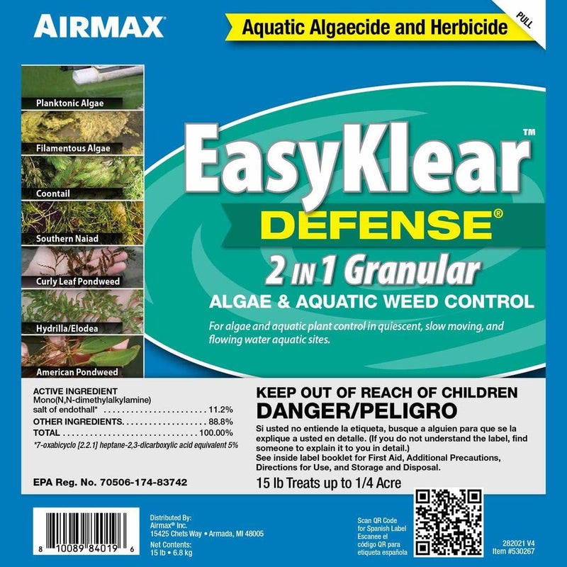 Airmax EasyKlear Pond & Lake Algae & Weed Vegetation Control, 2-in-1 Broad Spectrum Aquatic Herbicide & Algaecide Granular Water Treatment, 15 Pounds - Image 2