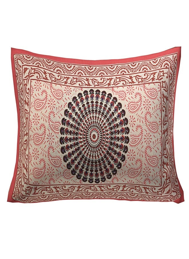 EarlyMart Comfort Rajasthani Jaipuri Traditional Sanganeri Print 144 TC Cotton Floral Single Size Bed Bedsheet with 1 Pillow Cover - Red - Image 2
