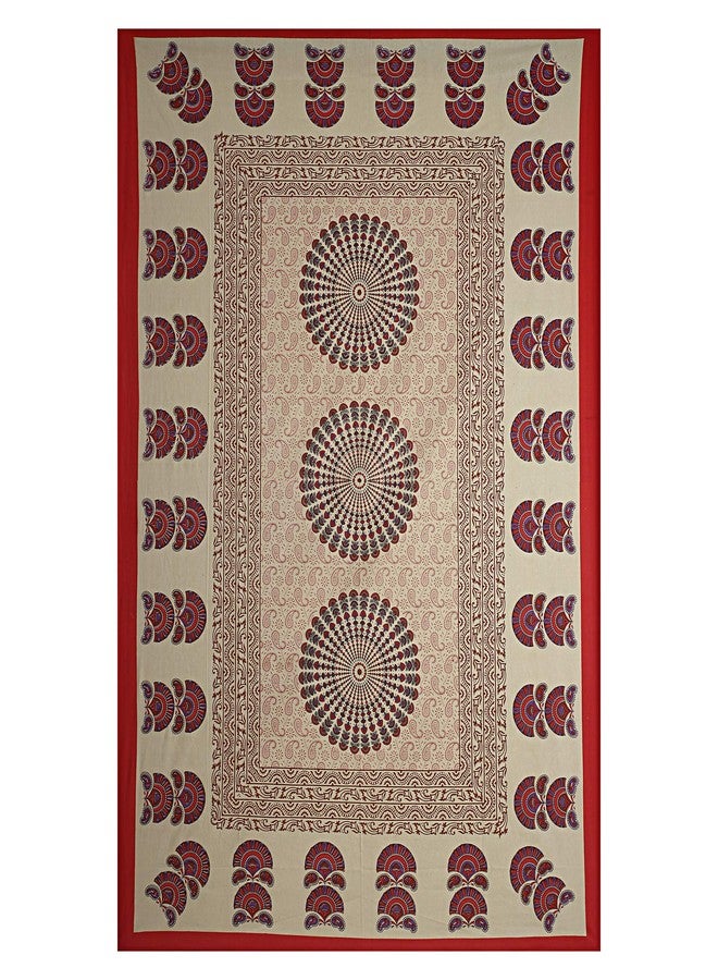 EarlyMart Comfort Rajasthani Jaipuri Traditional Sanganeri Print 144 TC Cotton Floral Single Size Bed Bedsheet with 1 Pillow Cover - Red - Image 3