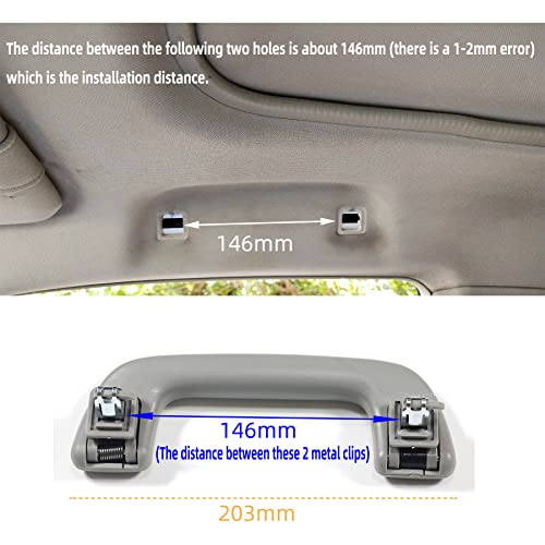 Krobelus Auto Roof Pull Handle Grab Rail Grey with Hook LH=RH Universal for Toyota for Corolla for Rav4 Yaris Vios OEM:74610-52020 (Front Handrail Without Hook(Gray) 1Pcs) - Image 2