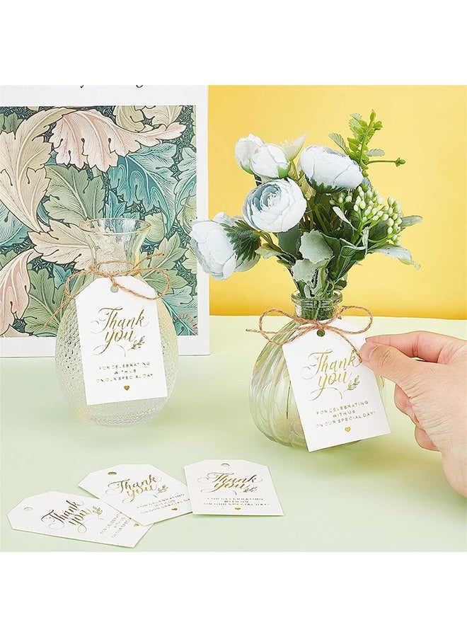 Peachjoy Kraft Paper Thank You Tags, Thank You Gift Tags with 10m Jute Twine, Gold Foil Paper Gift Tags, Firm and Durable Thank You Gift Tags for Wedding, DIY, Crafts, Party Favors (100 PCS) - Image 2