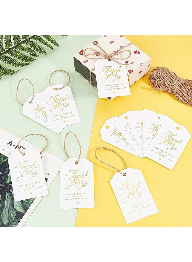 Peachjoy Kraft Paper Thank You Tags, Thank You Gift Tags with 10m Jute Twine, Gold Foil Paper Gift Tags, Firm and Durable Thank You Gift Tags for Wedding, DIY, Crafts, Party Favors (100 PCS) - Image 3