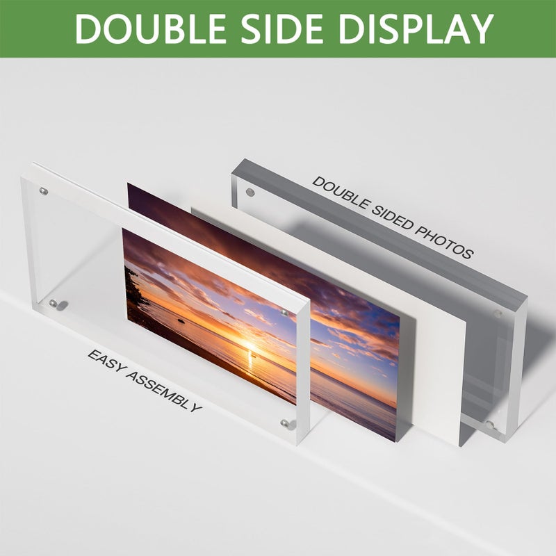 Toolsure 5PACK Acrylic Picture Frames 4x6 Magnetic Acrylic Picture Frames,Freestand Photo Frame Bulk,4 by 6 Clear Double-Sided Picture Frame with Gift Box Christmas Gift - Image 4