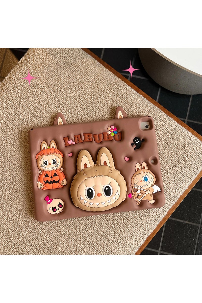 general Cartoon Labubu Silicone Case for iPad 9th/8th/7th Generation Case 10.2'' (2019/2020/2021) Protective Case with Cartoon Pattern and Stand - Image 4