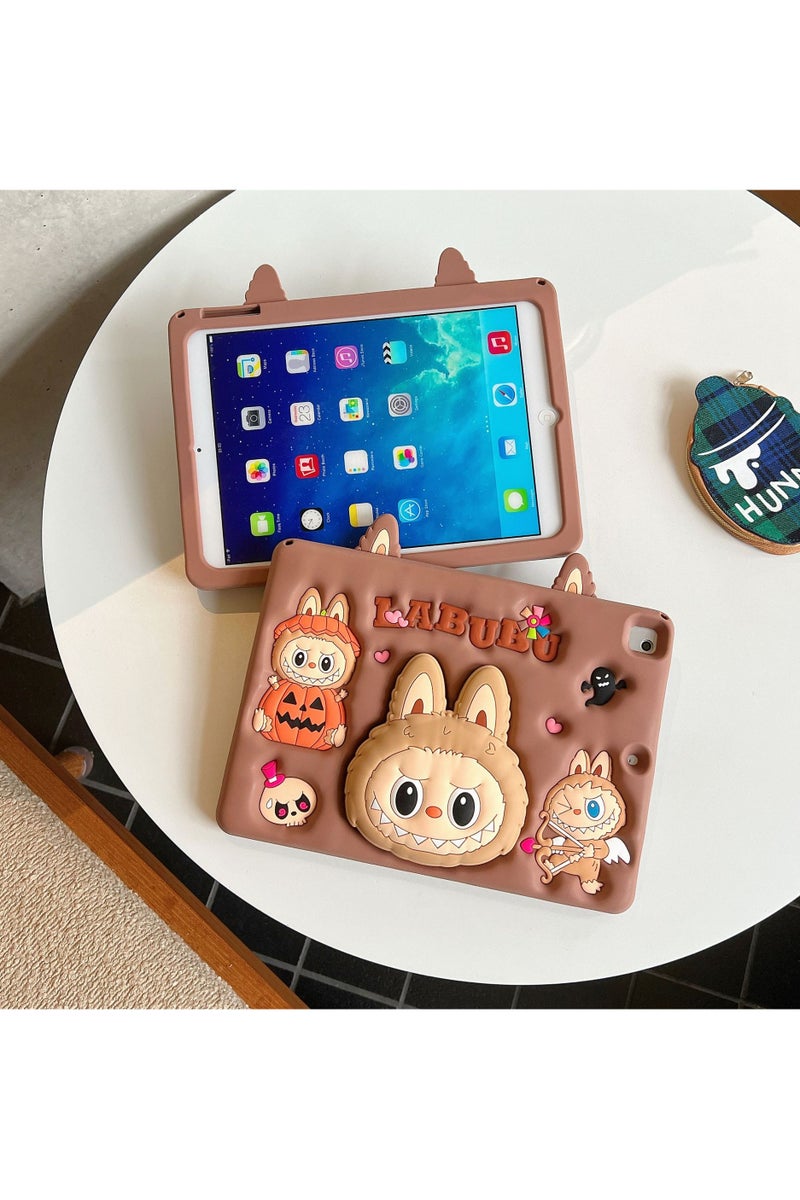 general Cartoon Labubu Silicone Case for iPad 9th/8th/7th Generation Case 10.2'' (2019/2020/2021) Protective Case with Cartoon Pattern and Stand - Image 3