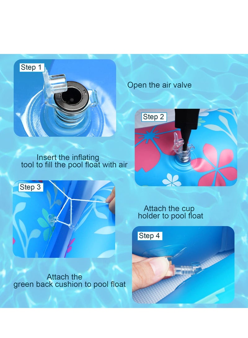 KASTWAVE Pool Inflatable Floats Adult, Giant Pineapple Inflatable Pool Floats With Cup Holder,170 CM Beach Floaties Lounge Luxury Recliner for Summer Outdoor Swimming Pool Party (Blue) - Image 4