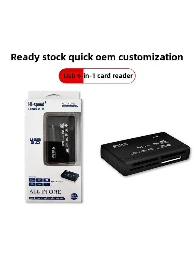 Memory Card Reader Mini 26-IN-1 USB 2.0 High Speed For CF XD SD MS SDHC-Color:Black Glossy Surface (blister Packaging) - Image 2