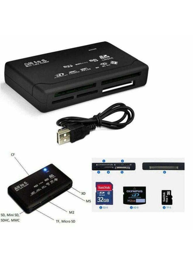 Memory Card Reader Mini 26-IN-1 USB 2.0 High Speed For CF XD SD MS SDHC-Color:Black Glossy Surface (blister Packaging) - Image 3