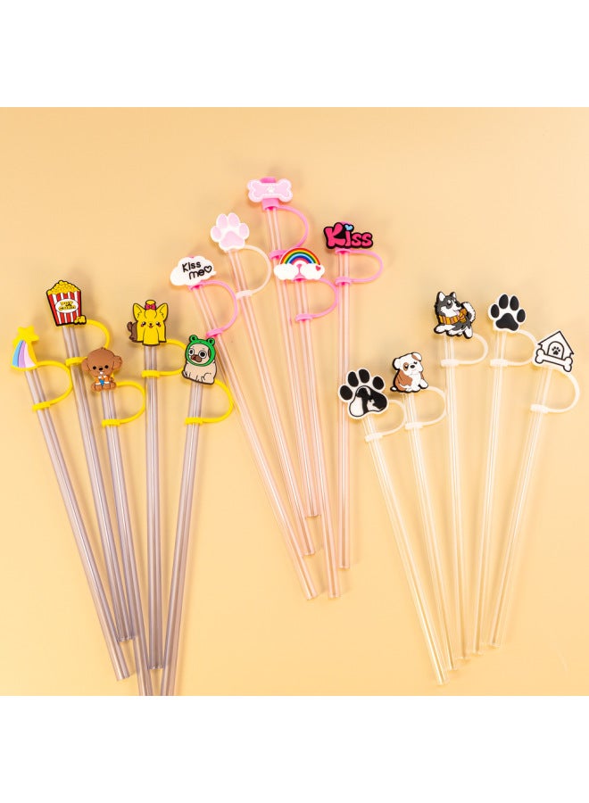 Cross-border Special Price Random Mix Fit 10mm Straw Cap Straw Sleeve Silicone Dust Plug Party Straw Decorative Clip 