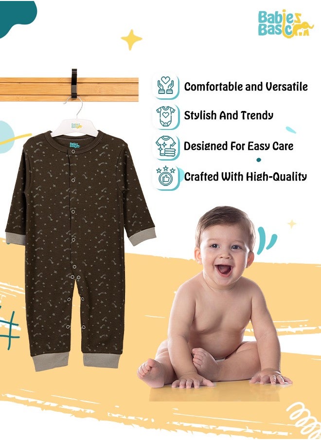 Babies Basic 100% Cotton Printed Long Sleeves Jumpsuit/Romper/Sleepsuit For Babies  - Image 3