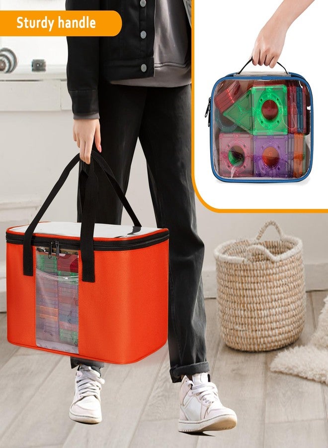 Rexmica 4 Pack Toy Storage Bag for Magnetic Building Tiles, Multifunction Toy Storage Organizer Bag, Magnetic Blocks Tiles Travel Bag Case with Visible Top for Building Blocks, Board Game - Image 5