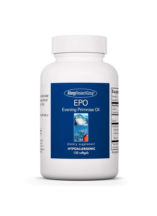 Allergy Research Group Allergy Research Group EPO - Evening Primrose Oil for Men & Women, for Dry Eyes, Omega-6, GLA Gamma-Linolenic Acid, 500mg Supplement - 120 Count  - Image 1