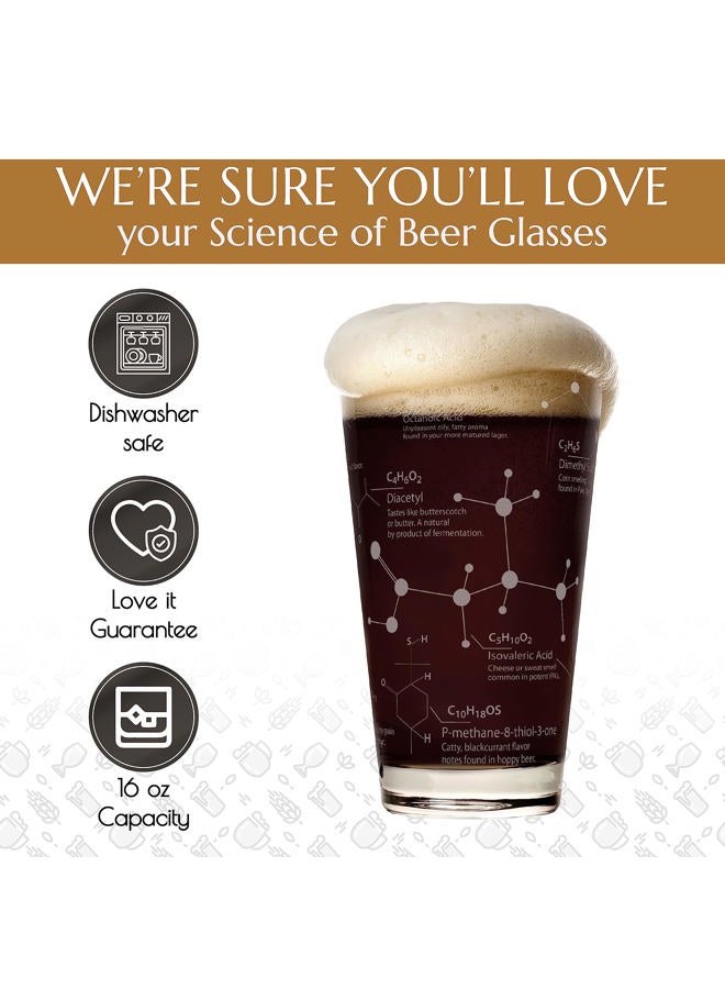 GreenLine Goods Beer Glasses - 16 oz Pint Glass (1 Glass) – Science of Beer Glassware - Etched with Beer & Hops Chemistry Molecules - Image 5