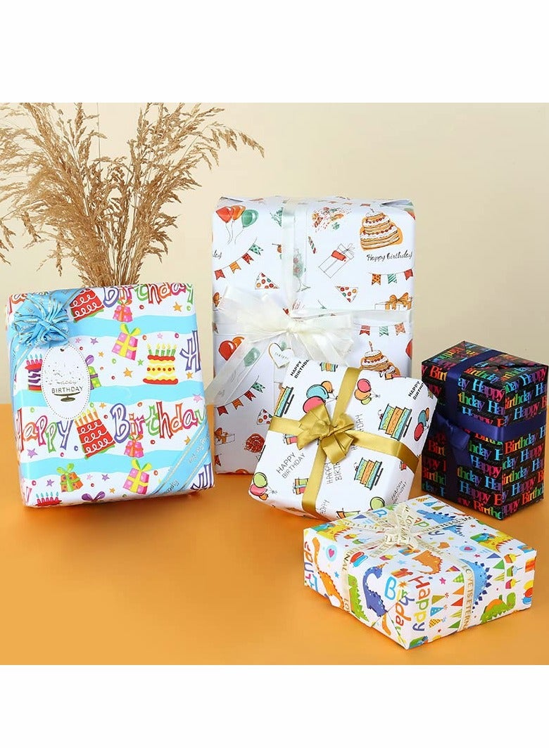 KASTWAVE Gift Wrapping Paper, Recyclable Premium Gift Wrapping Paper Birthday Wrap Paper, Birthday Wrap Paper with Tags Ribbons Sticker Double for Birthday, Bridal Baby Shower, Graduations, Boy, Girl - Image 5