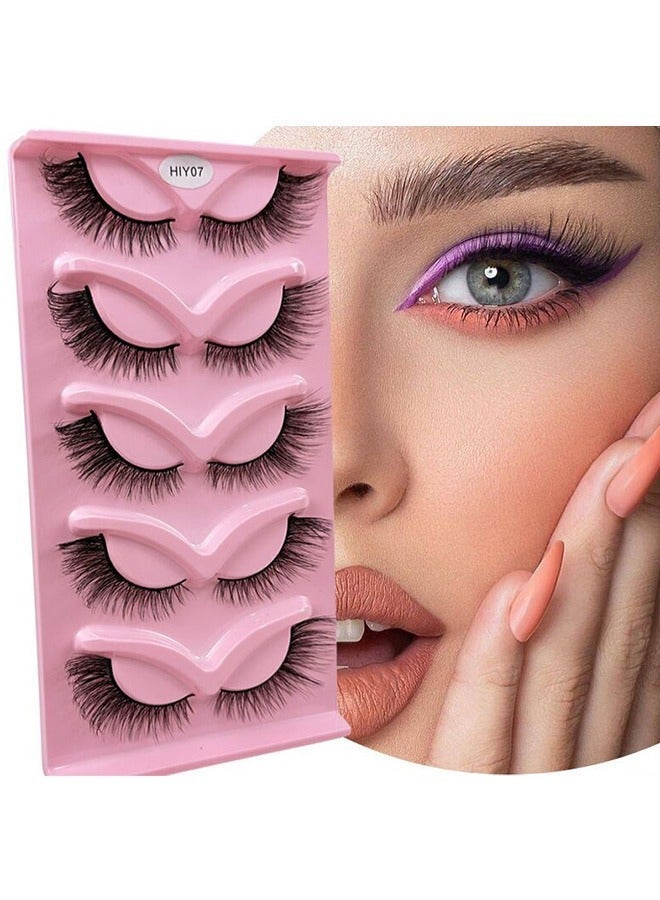 5 أزواج رموش كاذبة مجموعة ، 18mm فوكس عين طبيعية مظهر قطعة واحدة أسود جذع القط عين رموش كاذبة ، خفيفة الوزن وطبيعية لتعزيز سحر ماكياج العين ، طويلة الأمد دليل على الملوثات ، مناسبة للمناسبات اليومية والحفلات. - Image 1