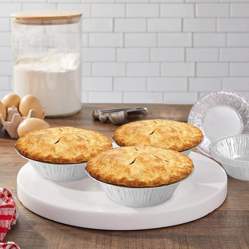 PARTY BARGAINS 12oz Aluminum Pie Pans - 50 Pack, 6-inch Disposable Round Mini Pie Pans for Pies, Tarts, Quiche (Max 240Â°C) - Image 5